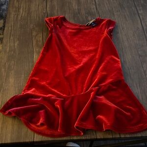 Lands' End Girls Red Velvet Flared Hem Dress